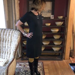 🍀Lands’End NWOT short sleeved little black dress.